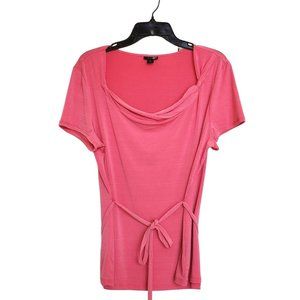 East 5th Salmon/Orange Top Belted Short Sleeve Women's XL